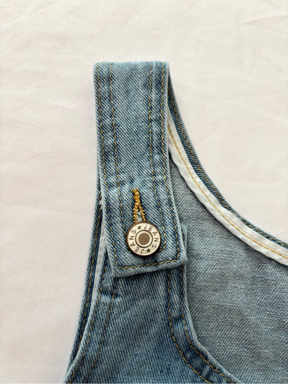 Vintage Style Denim Pinafore Overall Dress XL Blue Jean Shift Dress Pockets - Picture 3 of 5